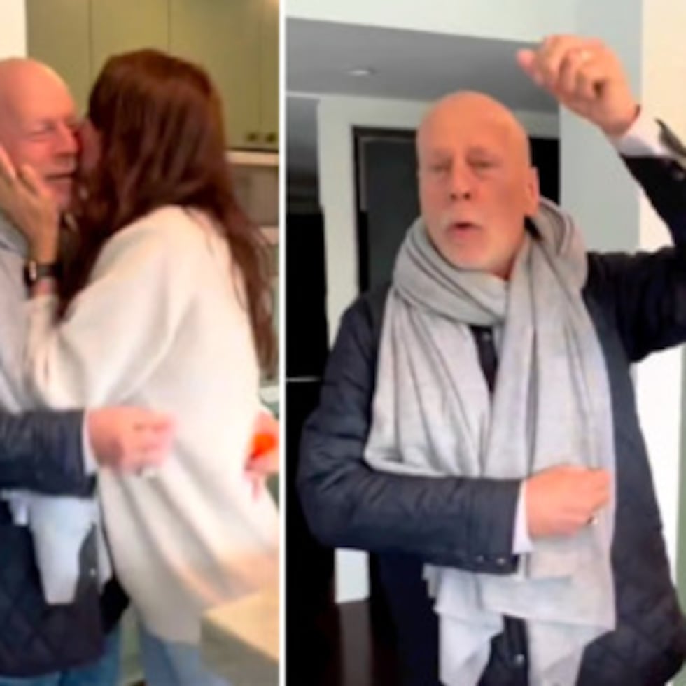 El actor Bruce Willis celebró con su esposa, hijos y familaires su cumpleaños número 68. Abajo a parece Demi Moore, exposa y madre de tres hijos junto al actor.