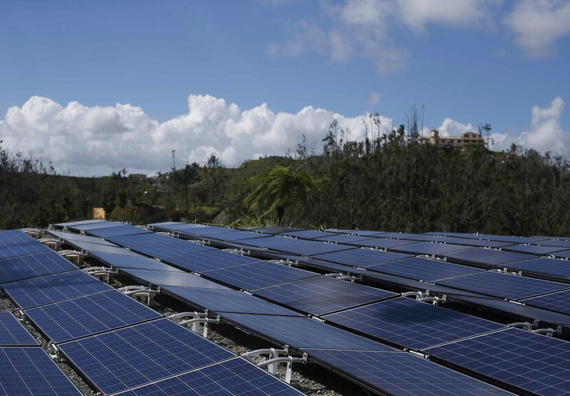 Área de placas solares donadas por la compañía Tesla, en Las Piedras.