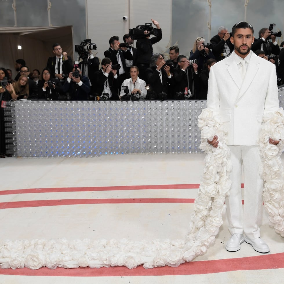 Bad Bunny attends The Metropolitan Museum of Art's Costume Institute benefit gala celebrating the opening of the "Karl Lagerfeld: A Line of Beauty" exhibition on Monday, May 1, 2023, in New York. (Photo by Evan Agostini/Invision/AP)