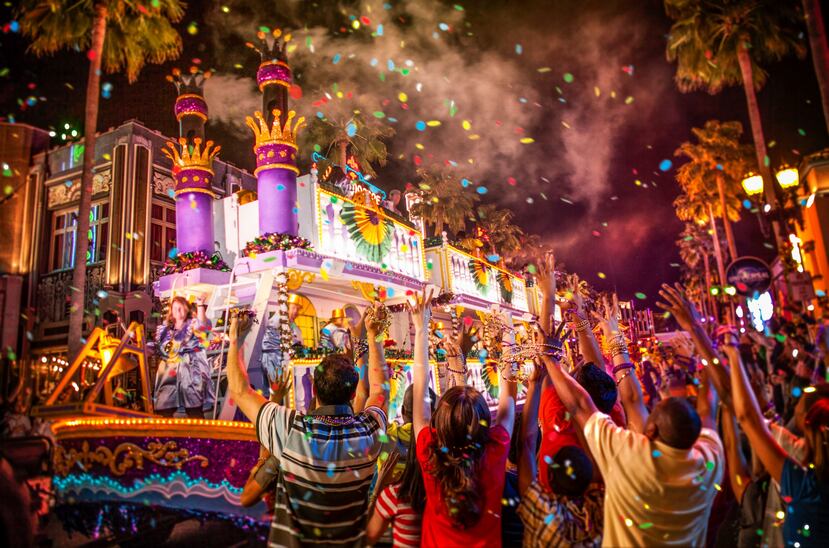 Celebración de Mardi Gras en Universal Orlando.