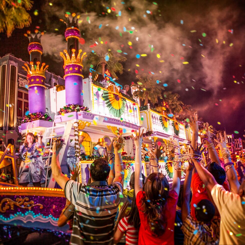 Celebración de Mardi Gras en Universal Orlando.