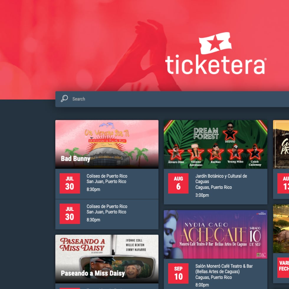 Captura de la página web de Ticketera.