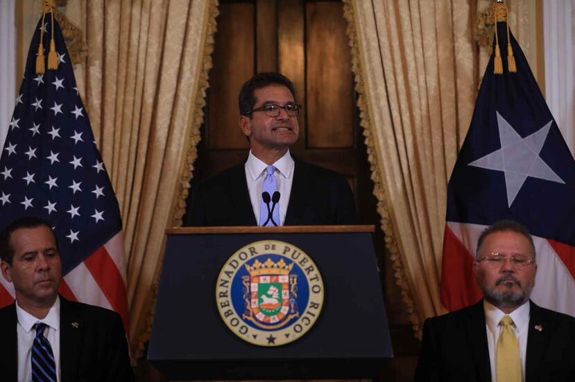 Pedro Pierluisi en su primera rueda de prensa como gobernador desde La Fortaleza.