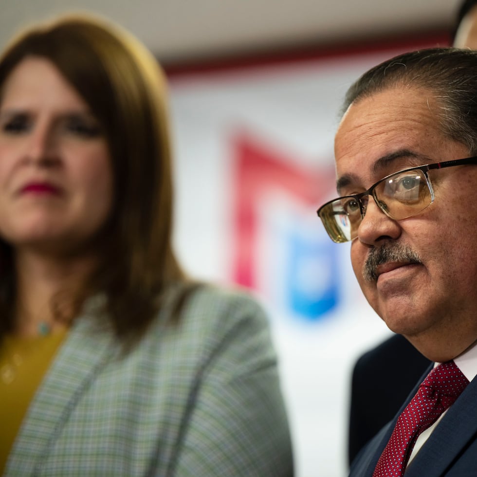 José Luis Dalmau, presidente del Senado, durante conferencia de prensa del PPD.