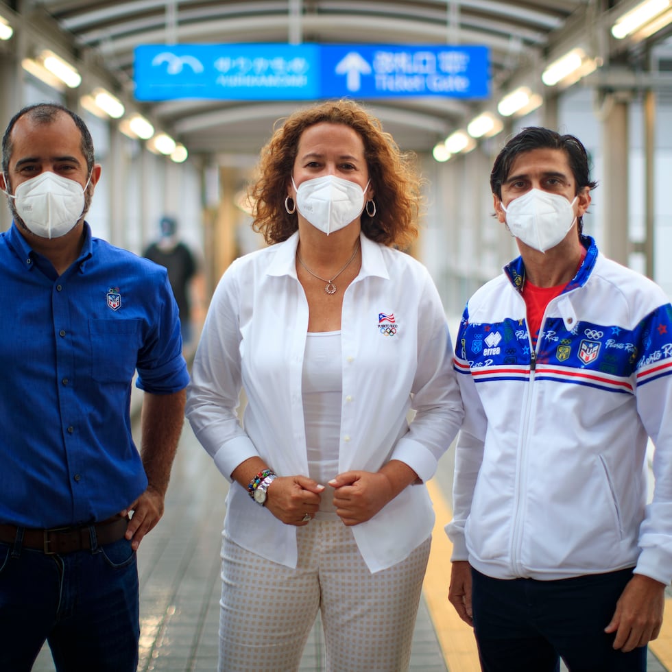 De izquierda a derecha, Fernando Olivero, director del Departamento de Alto Rendimiento; Sara Rosario, presidenta del Copur; y Víctor Ruiz, vicepresidente del Copur.