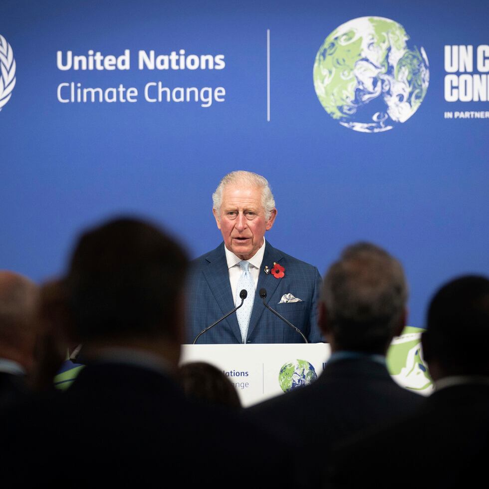 El entonces príncipe Charles en la cumbre COP26 en Glasgow, Escocia, el 2 de noviembre del 2021.