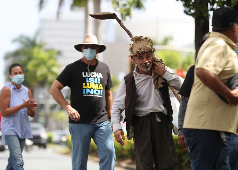 Manifestación contra LUMA Energy en la que participó Pateco (personaje de Teófilo Torres), el junio 18 de 2021.