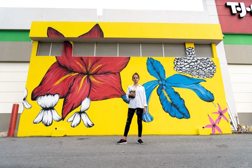 La artista Cristina Muñoz Laboy ha realizado murales en San Patricio Plaza, La Perla y la calle Sagrado Corazón en Santurce, entre otros espacios públicos. (Suministrada/Anexis Morales)