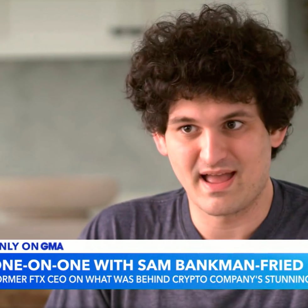 En esta imagen tomada de una entrevista con ABC News se muestra a Sam Bankman-Fried, exdirector general de FTX. (Good Morning America/ABC News vía AP)