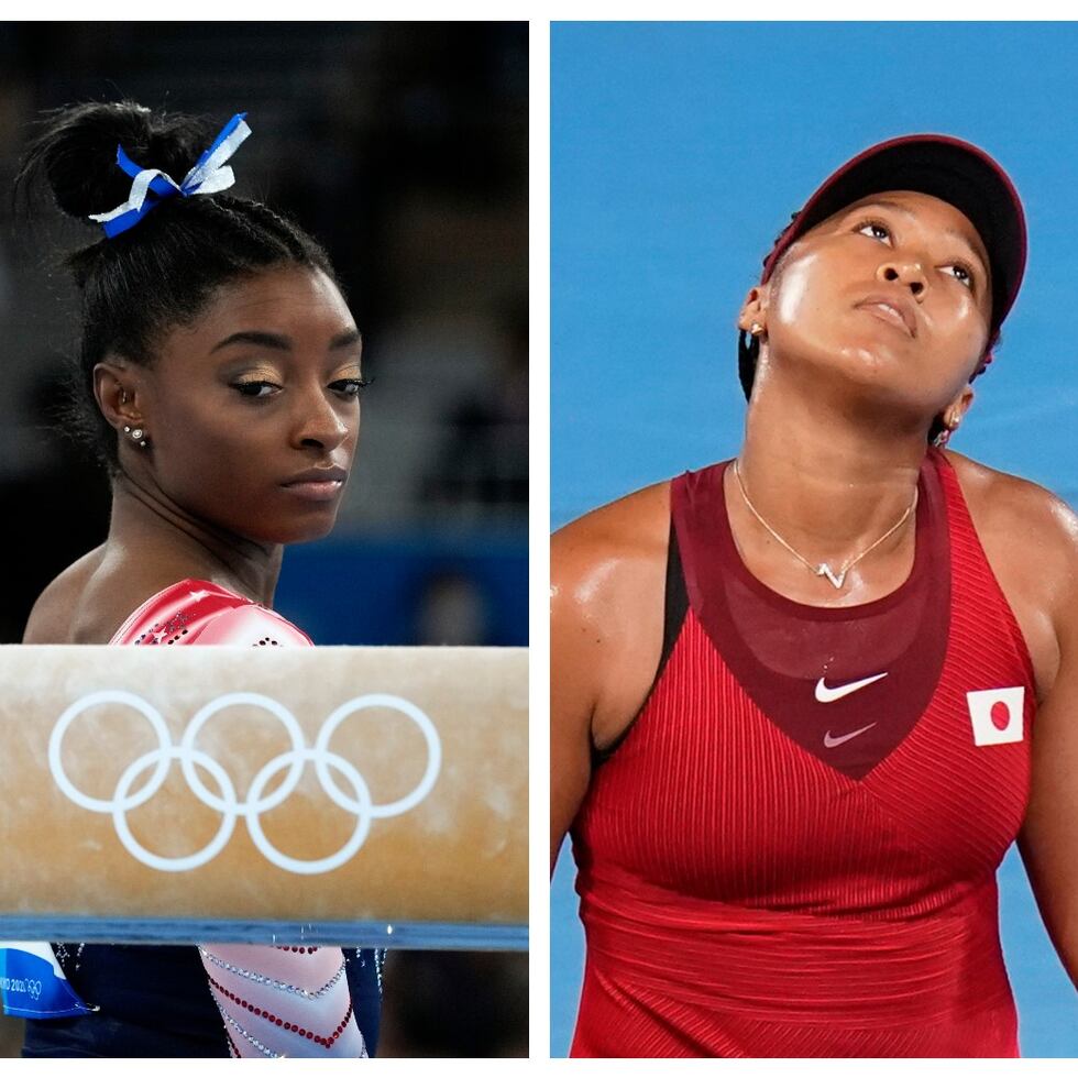 A la izquierda, la gimnasta estadounidense Simone Biles. A la derecha, la tenista japonesa Naomi Osaka.