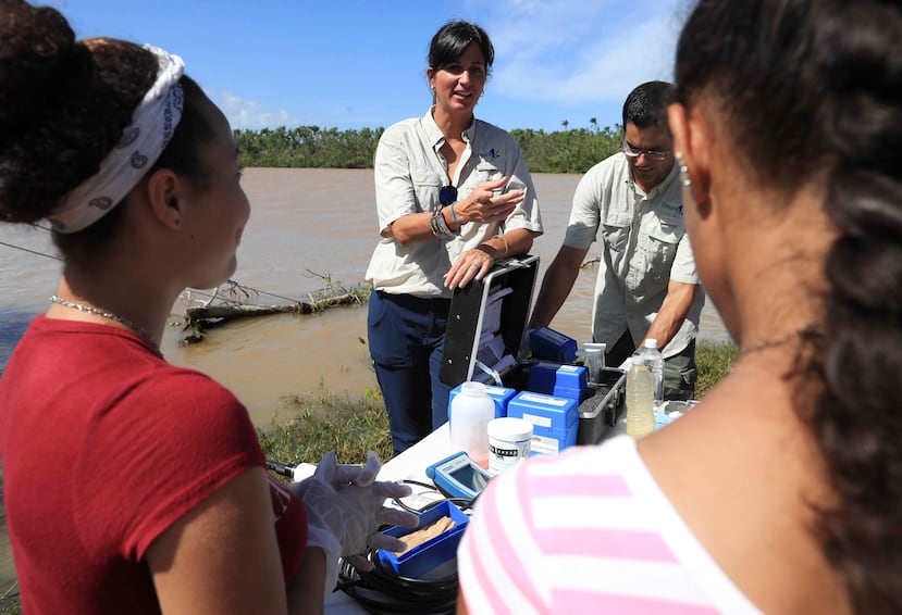 Al centro, Brenda Torres, directora ejecutiva del Programa del Estuario de la Bahía de San Juan. (GFR Media)