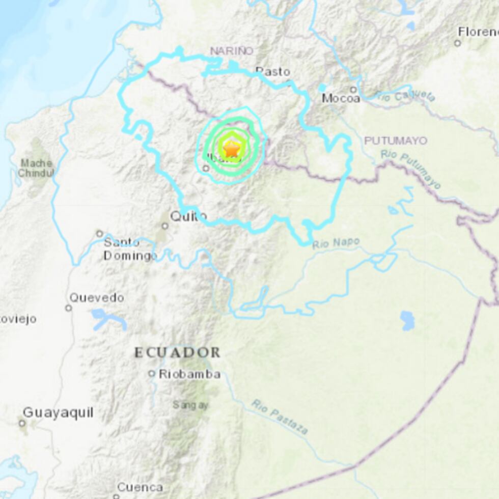 Mapa del lugar donde registró el sismo en Ecuador.