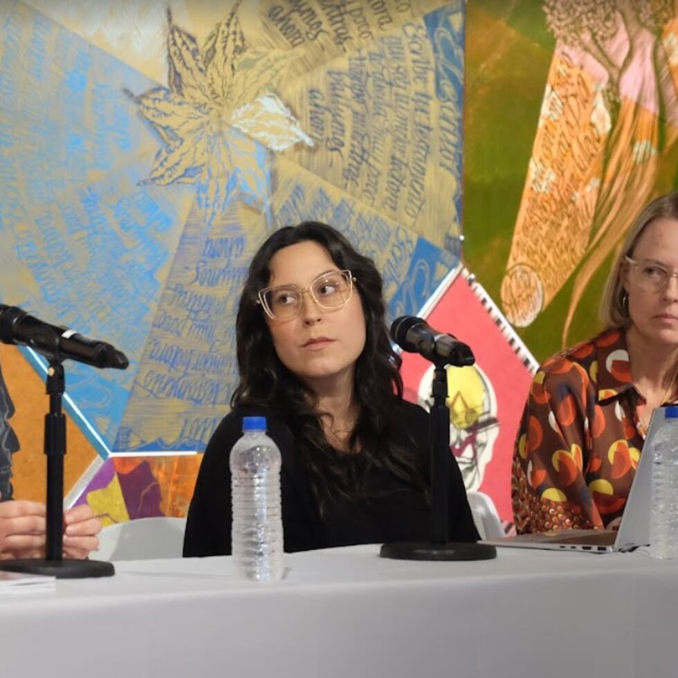 Iraida Rodríguez-Negrón, Bianca Ortiz Declet y Cheryl Hartup, del Museo de Arte de Ponce, durante su participación en el evento Engage 2022 en el National Museum of Puerto Rican Arts and Culture en Chicago el 14 de septiembre de 2022.