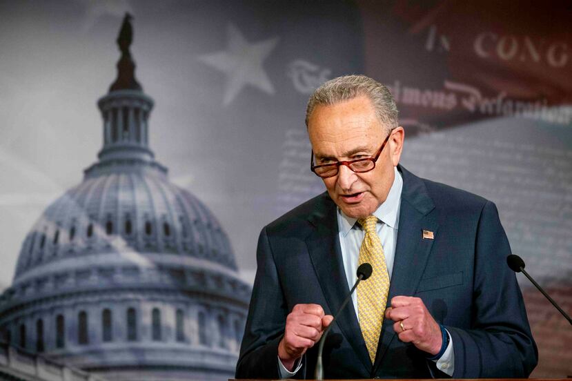 En esta fotografía del 16 de junio de 2020, el demócrata Chuck Schumer, líder de la minoría en el Senado, habla en una conferencia de prensa en el Capitolio, en Washington. (AP/Manuel Balce Ceneta)