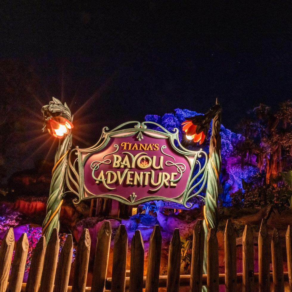 At night the colors of the park stand out even more.