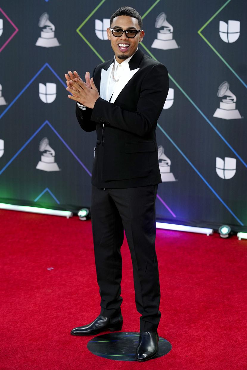 Myke Towers arrives at the 22nd annual Latin Grammy Awards on Thursday, Nov. 18, 2021, at the MGM Grand Garden Arena in Las Vegas. (Photo by Eric Jamison/Invision/AP)
