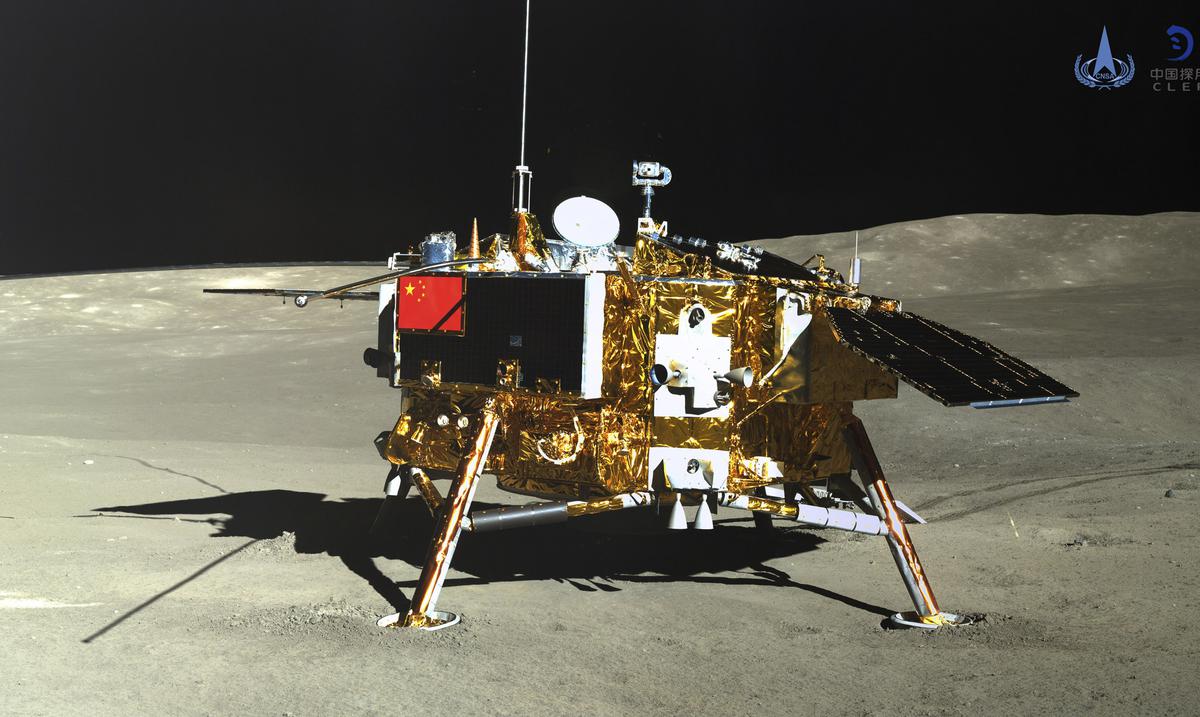 A Chinese space probe lands on the far side of the moon to take samples