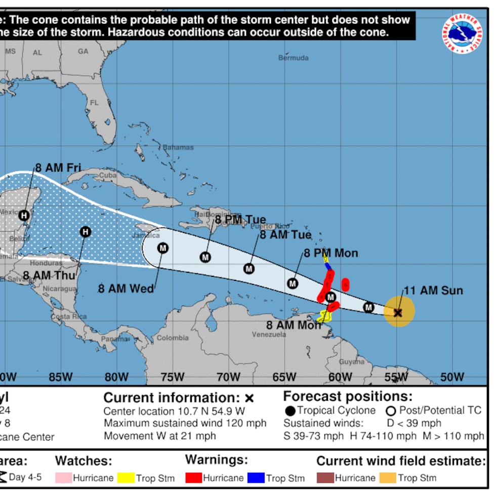 El huracán Beryl continuará su trayecto hacia el oeste-noroeste y los pronósticos lo mantienen alejado del sur de Puerto Rico.