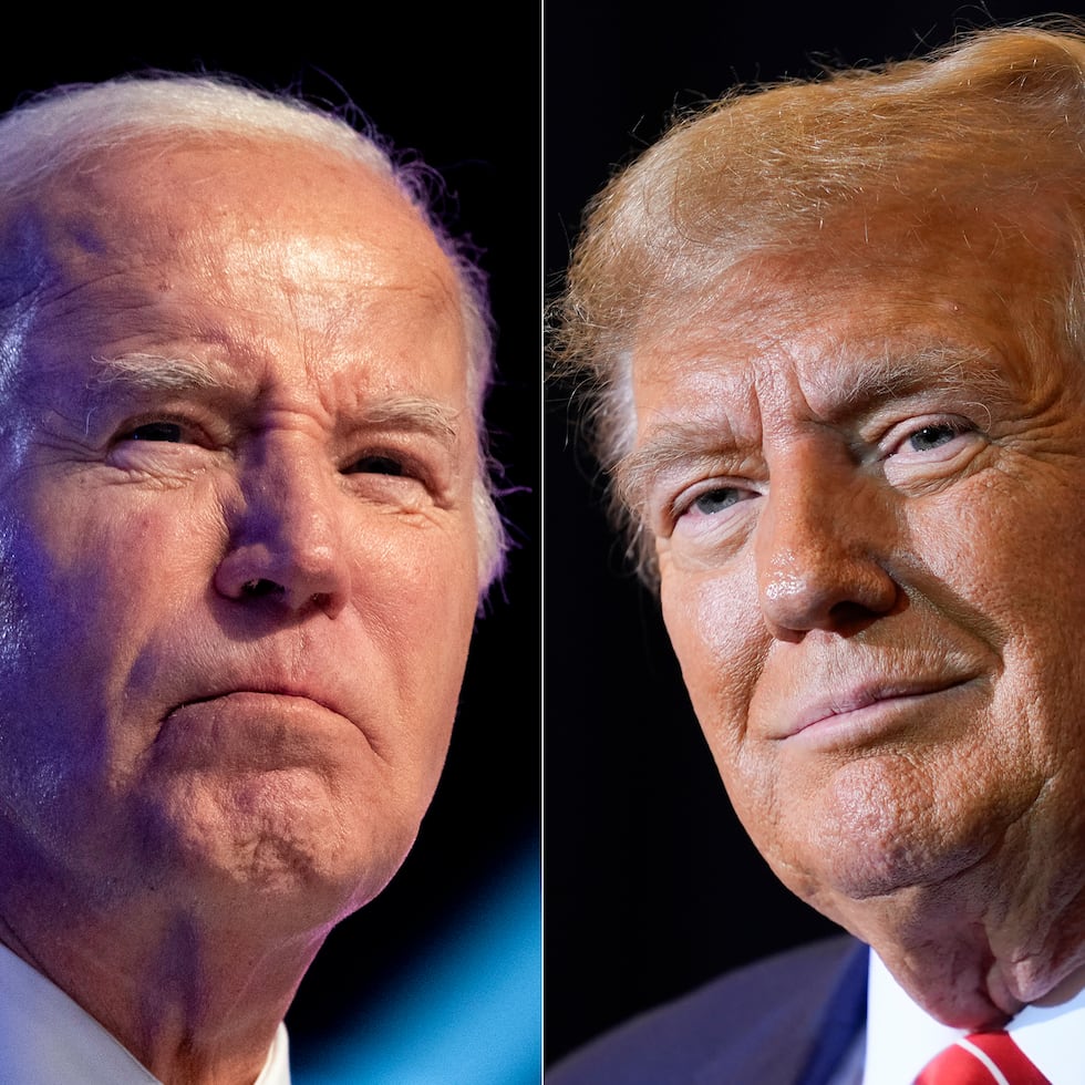 Los aliados del presidente Joe Biden (izquierda) esperan que el presidente recuerde a la audiencia que Donald Trump es el primer expresidente de Estados Unidos en ser convicto de cargos criminales,