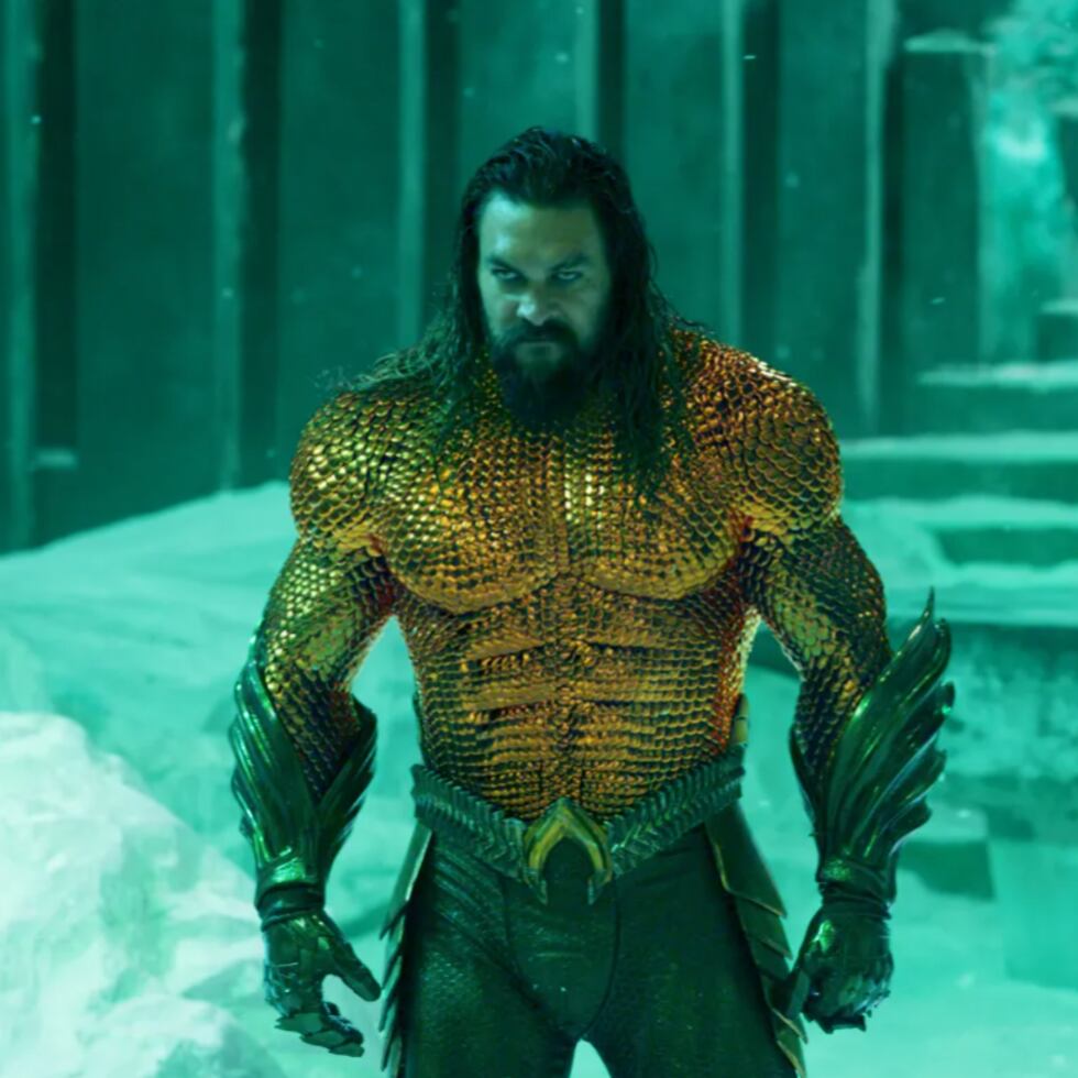 Jason Momoa, en una escena de la segunda entrega de Aquaman.