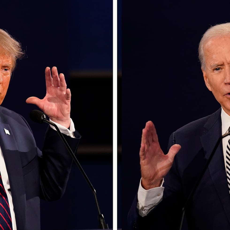 Donald Trump y Joe Biden durante el debate presidencial de 2020.